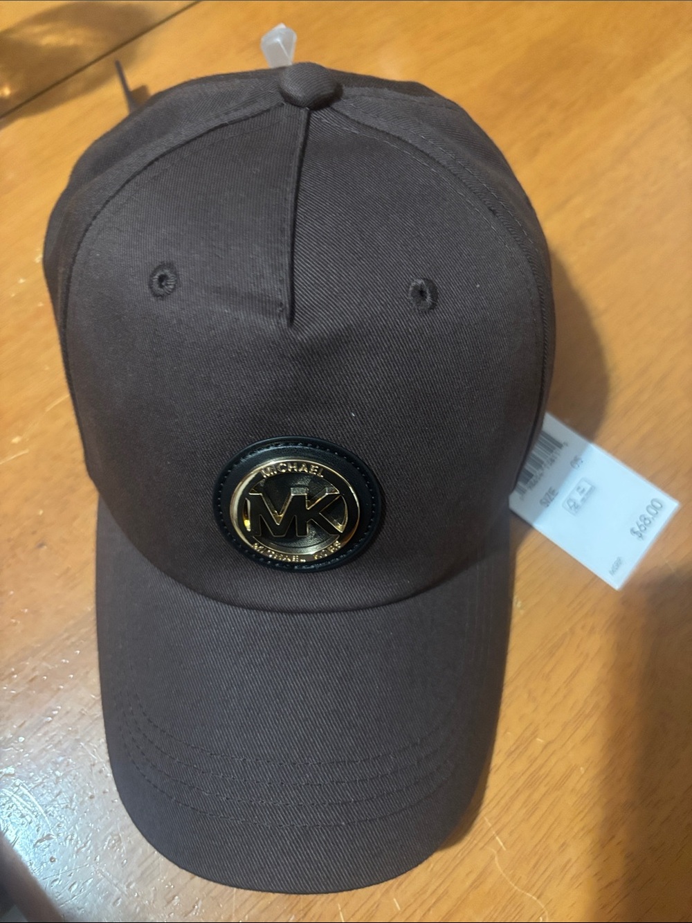 Michael Kors Chocolate Brown Baseball Cap with Gold Accent